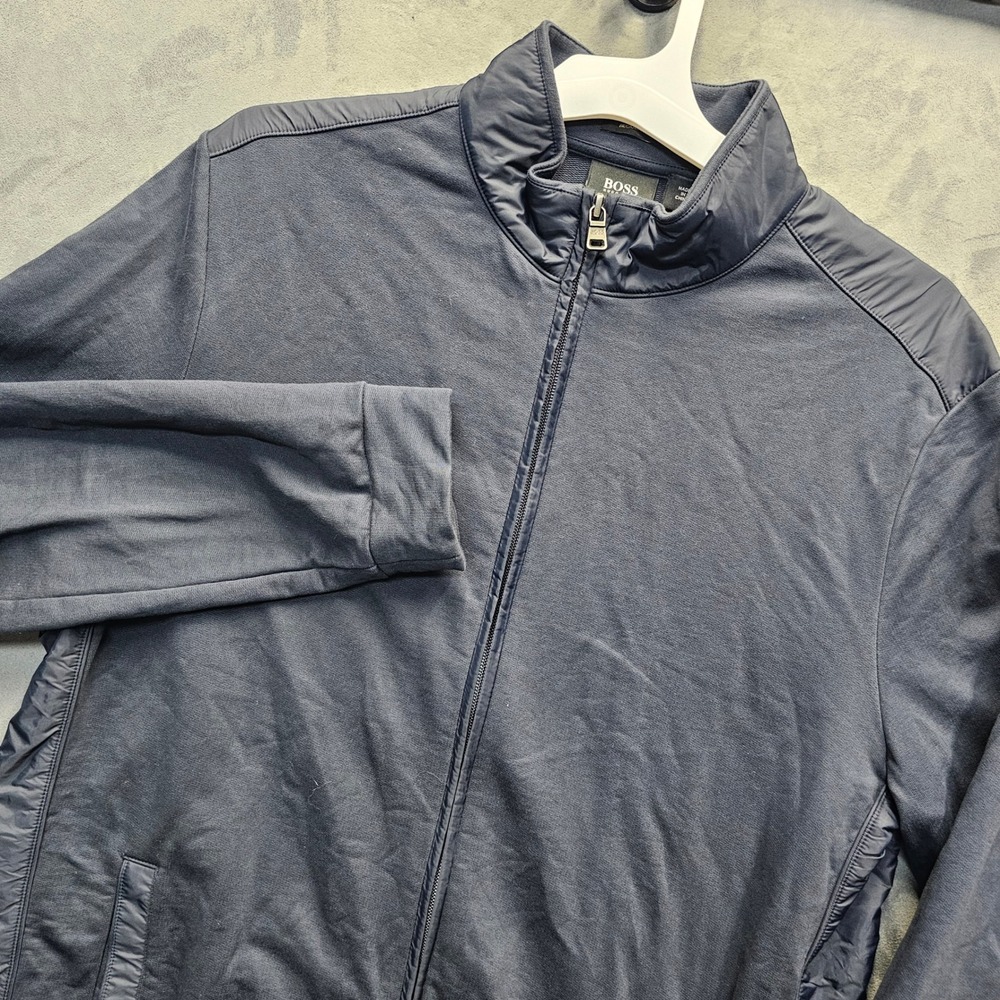 BOSS Hugo Boss Mens Navy Blue Full Zip Cotton Jacket Regular Fit XL